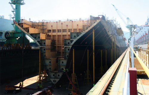 Container ship under construction
